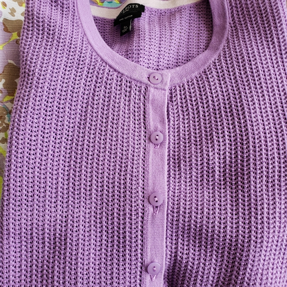 Nearly New SP Purple Pima Cotton Eyelet Cardigan